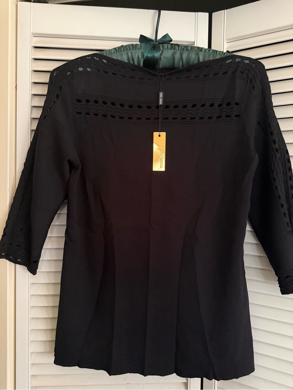 Black Eyelet Detail Boatneck Top